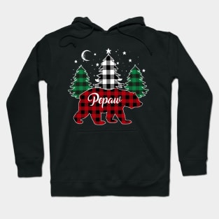 Pepaw Bear Buffalo Red Plaid Matching Family Christmas Hoodie